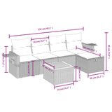 6 Piece Garden Sofa Set with Cushions Grey Poly Rattan