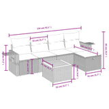 6 Piece Garden Sofa Set with Cushions Grey Poly Rattan - Top-Down View