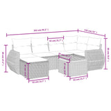 7 Piece Garden Sofa Set with Cushions Black Poly Rattan