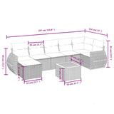 8 Piece Garden Sofa Set with Cushions Black Poly Rattan - Top-Down View