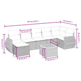 8 Piece Garden Sofa Set with Cushions Black Poly Rattan - Top-Down View