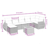 8 Piece Garden Sofa Set with Cushions Grey Poly Rattan - Side View