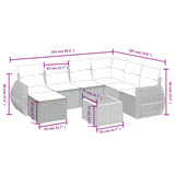 8 Piece Garden Sofa Set with Cushions Black Poly Rattan