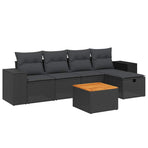 6 Piece Garden Sofa Set with Cushions Black Poly Rattan