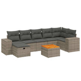 8 Piece Garden Sofa Set with Cushions Grey Poly Rattan - Front View