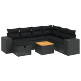 8 Piece Garden Sofa Set with Cushions Black Poly Rattan - Front View