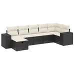 8 Piece Garden Sofa Set with Cushions Black Poly Rattan