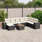 9 Piece Garden Sofa Set with Cushions Black Poly Rattan