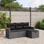4 Piece Garden Sofa Set with Cushions Black Poly Rattan