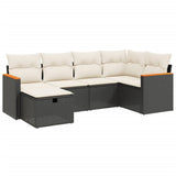 6 Piece Garden Sofa Set with Cushions Black Poly Rattan