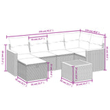 7 Piece Garden Sofa Set with Cushions Black Poly Rattan