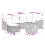 7 Piece Garden Sofa Set with Cushions Grey Poly Rattan