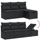 7 Piece Garden Sofa Set with Cushions Black Poly Rattan - Top-Down View