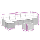 8 Piece Garden Sofa Set with Cushions Black Poly Rattan