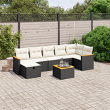 8 Piece Garden Sofa Set with Cushions Black Poly Rattan