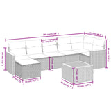 8 Piece Garden Sofa Set with Cushions Grey Poly Rattan - Top-Down View