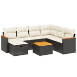 8 Piece Garden Sofa Set with Cushions Black Poly Rattan - Front View
