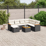 8 Piece Garden Sofa Set with Cushions Black Poly Rattan