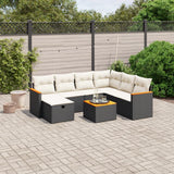 8 Piece Garden Sofa Set with Cushions Black Poly Rattan