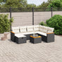 8 Piece Garden Sofa Set with Cushions Black Poly Rattan