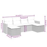 6 Piece Garden Sofa Set with Cushions Grey Poly Rattan - Top-Down View