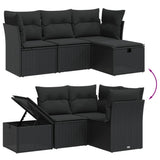 4 Piece Garden Sofa Set with Cushions Black Poly Rattan - Top-Down View