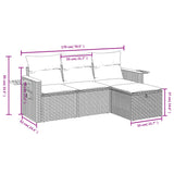 4 Piece Garden Sofa Set with Cushions Grey Poly Rattan - Side View