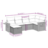 6 Piece Garden Sofa Set with Cushions Black Poly Rattan - Side View