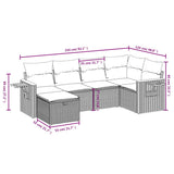 6 Piece Garden Sofa Set with Cushions Grey Poly Rattan - Top-Down View
