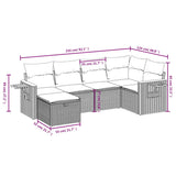 7 Piece Garden Sofa Set with Cushions Black Poly Rattan - Top-Down View
