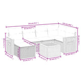 7 Piece Garden Sofa Set with Cushions Grey Poly Rattan