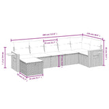 7 Piece Garden Sofa Set with Cushions Black Poly Rattan - Top-Down View