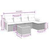 6 Piece Garden Sofa Set with Cushions Black Poly Rattan - Top-Down View