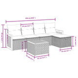 6 Piece Garden Sofa Set with Cushions Grey Poly Rattan - Top-Down View