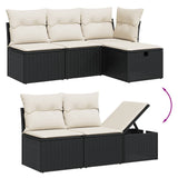 11 Piece Garden Sofa Set with Cushions Black Poly Rattan - Side View