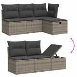 11 Piece Garden Sofa Set with Cushions Grey Poly Rattan - Side View
