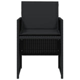 Garden Chairs with Cushions 4 pcs Black Poly Rattan