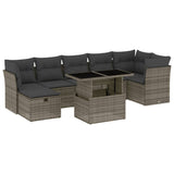 8 Piece Garden Sofa Set with Cushions Grey Poly Rattan - Front View