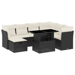 8 Piece Garden Sofa Set with Cushions Black Poly Rattan