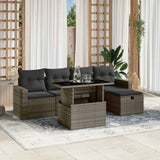 6 Piece Garden Sofa Set with Cushions Grey Poly Rattan