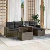 6 Piece Garden Sofa Set with Cushions Grey Poly Rattan