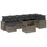 8 Piece Garden Sofa Set with Cushions Grey Poly Rattan
