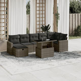 8 Piece Garden Sofa Set with Cushions Grey Poly Rattan