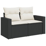8 Piece Garden Sofa Set with Cushions Black Poly Rattan - Side View