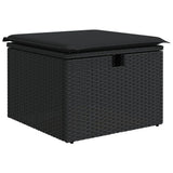 9 Piece Garden Sofa Set with Cushions Black Poly Rattan - Rear View