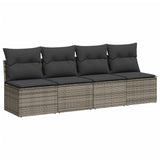 9 Piece Garden Sofa Set with Cushions Grey Poly Rattan - Close-Up Angle