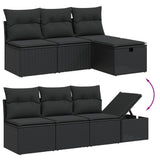 8 Piece Garden Sofa Set with Cushions Black Poly Rattan - Low Angle