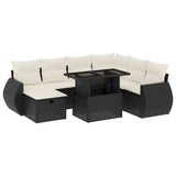 8 Piece Garden Sofa Set with Cushions Black Poly Rattan - Front View