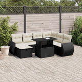 8 Piece Garden Sofa Set with Cushions Black Poly Rattan