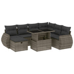 8 Piece Garden Sofa Set with Cushions Grey Poly Rattan
